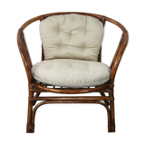 Vintage rattan armchair with cushions 1970