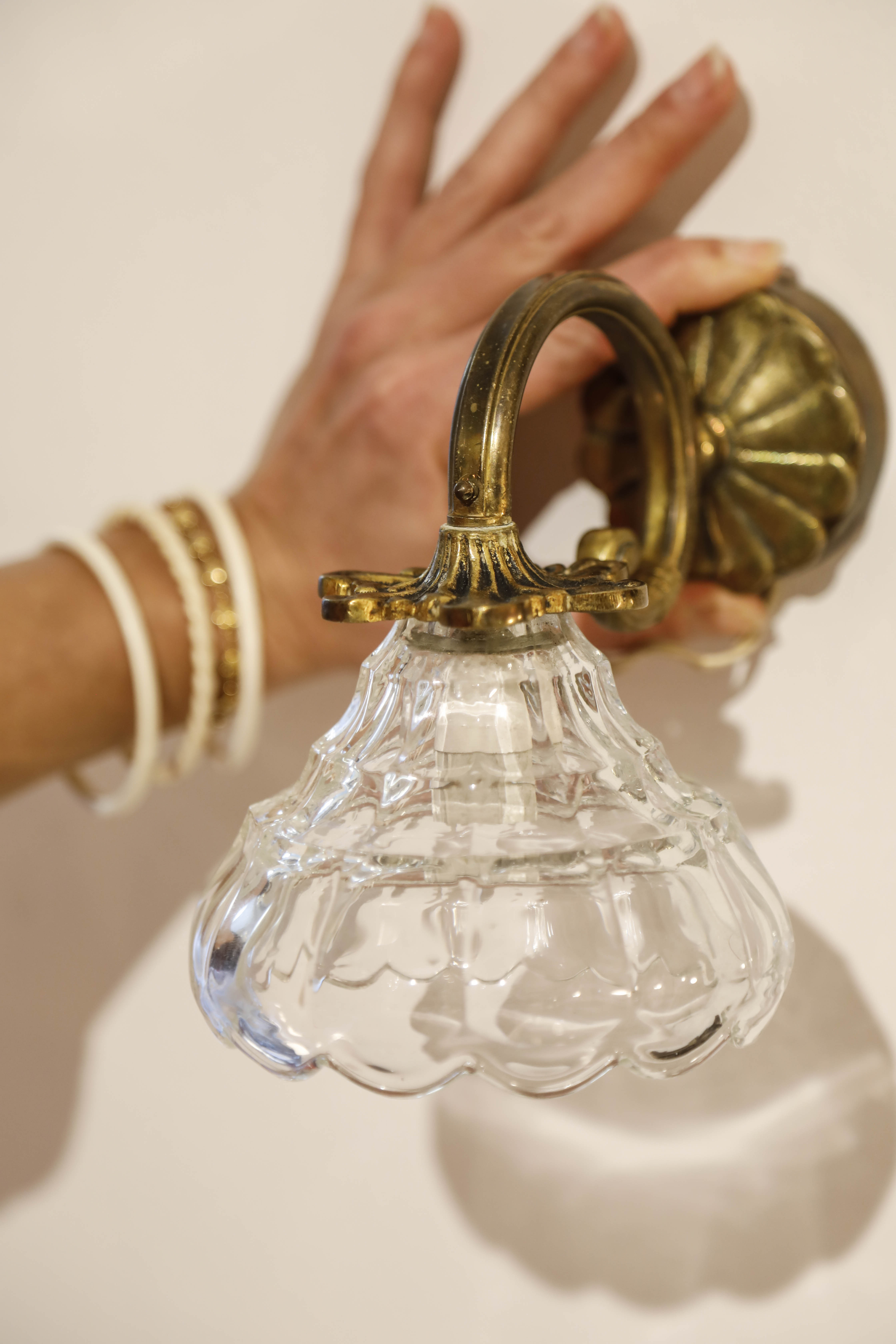 Pair wall light Murano faceted glass