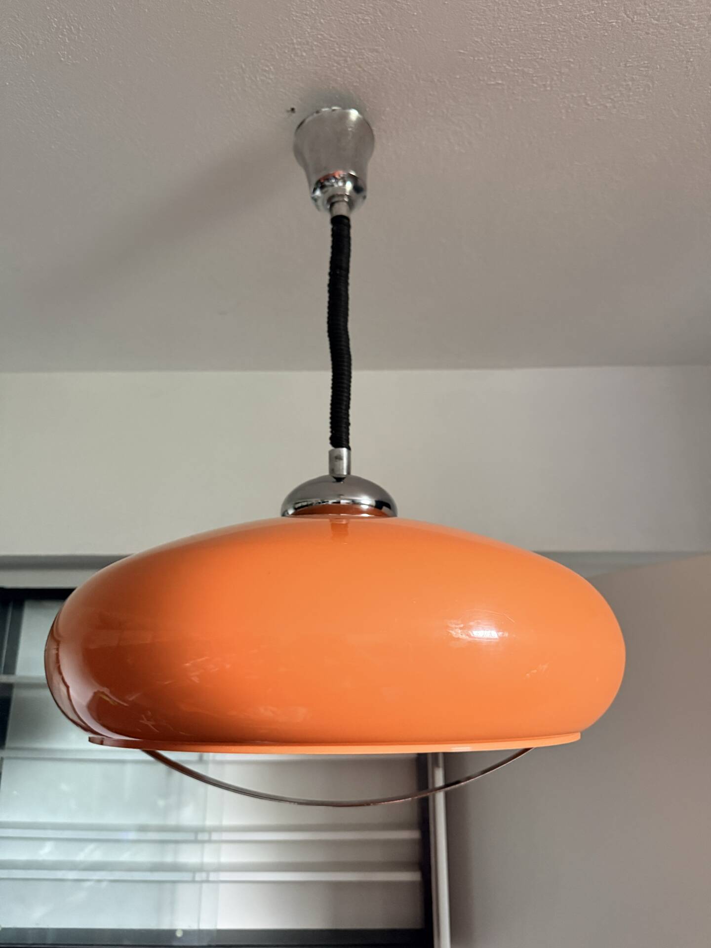 Suspension Space Age orange attribuée à Dijkstra Lampen