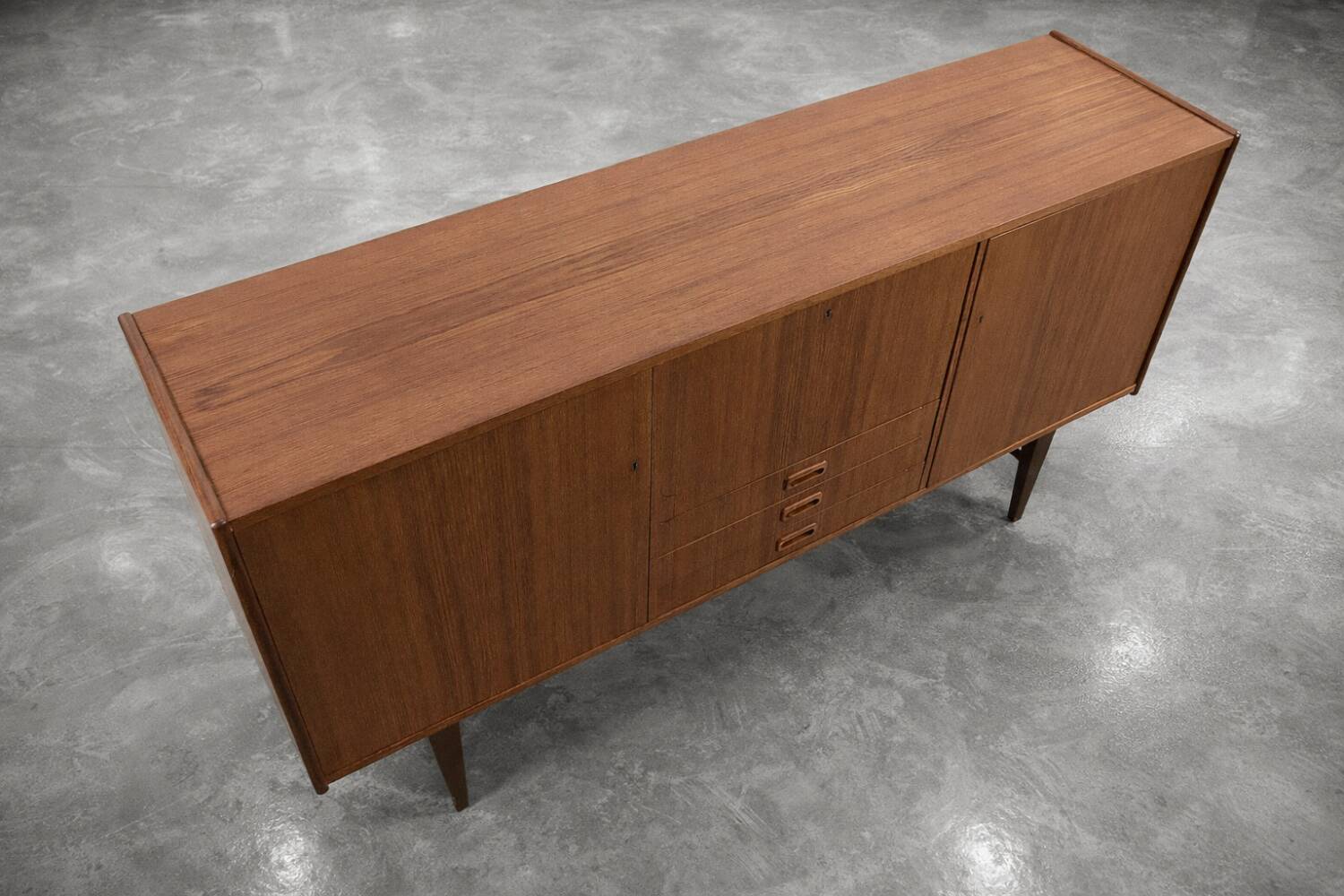 Vintage Mid-Century Scandinavian Modern Classic Teak High Sideboard