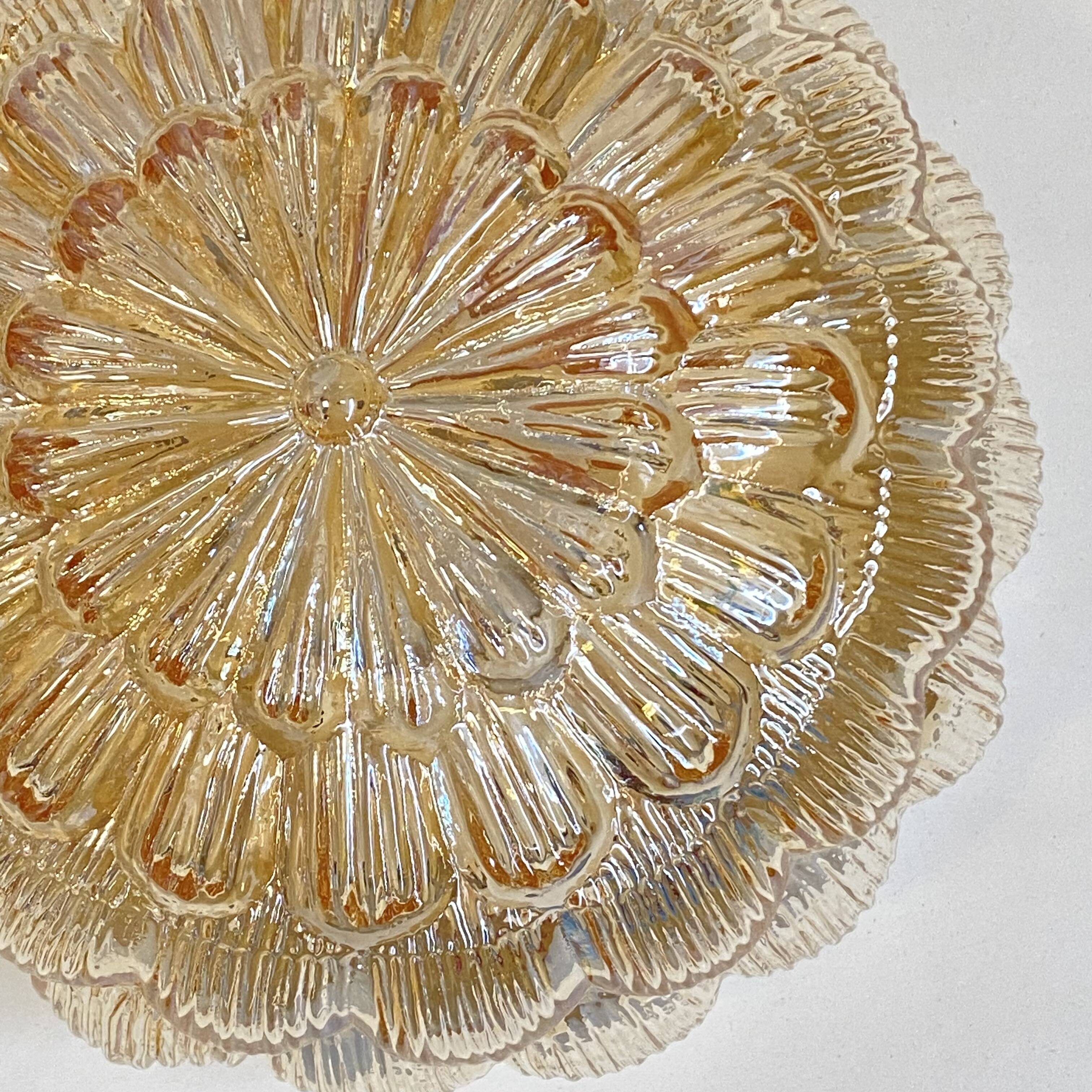 Wall light ceiling light gold glass amber 1970 1980 artichoke
