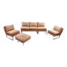 Beautiful set of two-seater with 3 separate elements and footstool, 1970