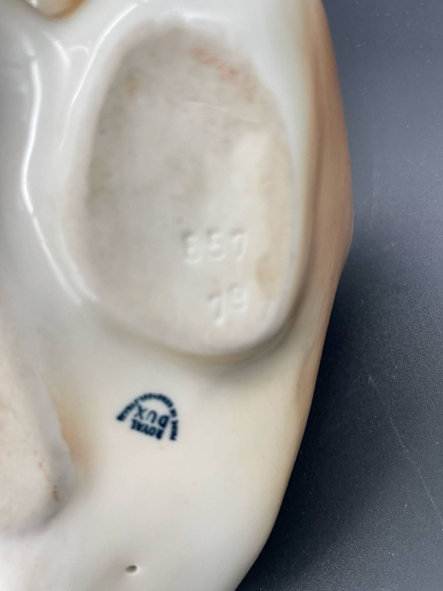 Royal Dux porcelain lying deer – Vintage Bohemian sculpture, model