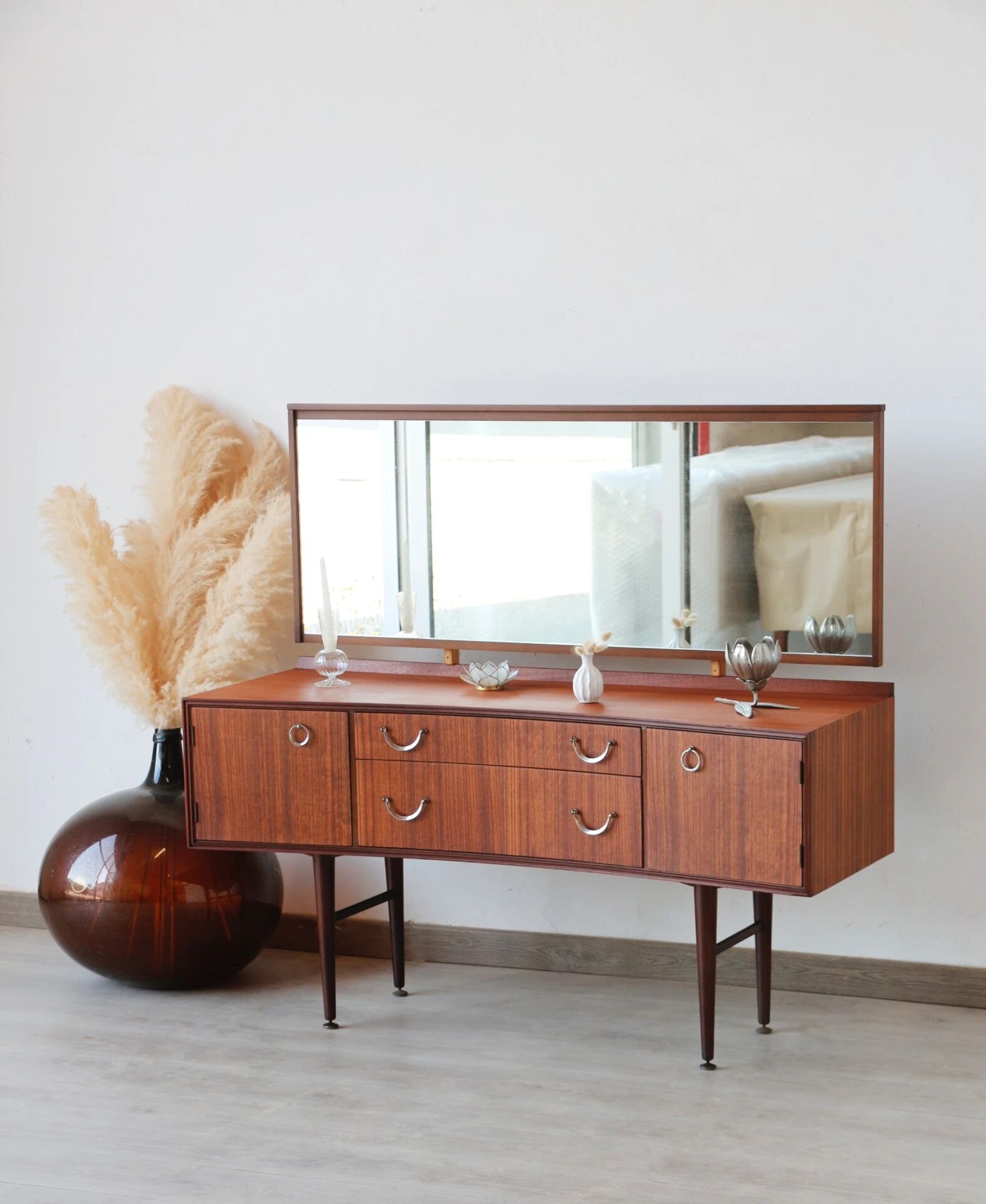 Coiffeuse vintage mid-century en teck (Meredew)