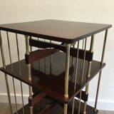 Rotating bookcase cabinet in mahogany and brass