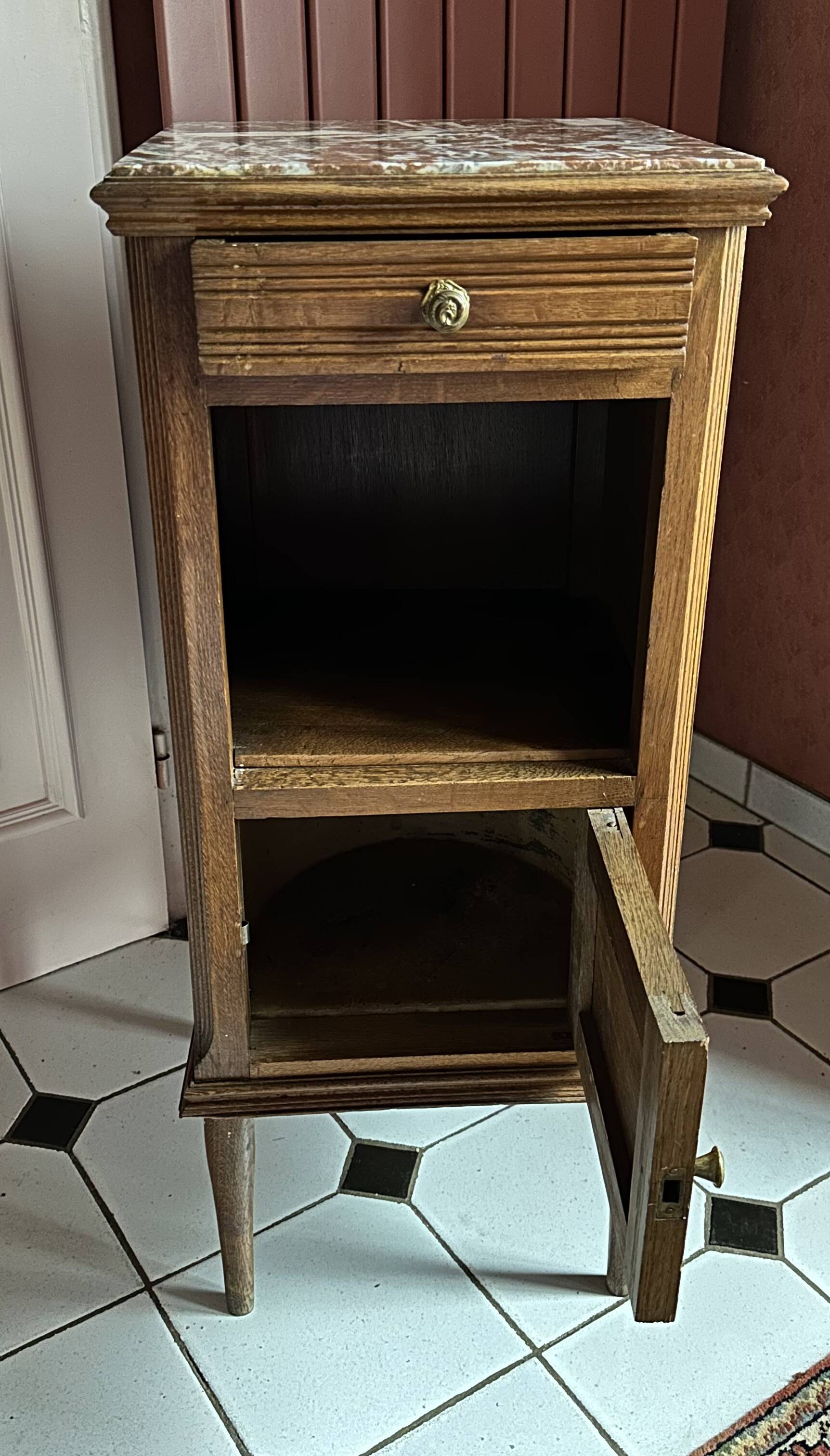 Small Art Deco bedside table with marble top