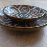 CHINA 20th CENTURY PLATE + BOWL porcelain cloisonné motifs HONG-KONG stamp