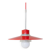 Plafonnier danois en métal rouge et verre - Design Mid-Century - Années 1960