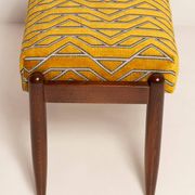 GFM Mid Century Stool in Yellow Jacquard by Casamance, E. Homa, Europe, 1960s