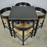Fritz hansen / scandinavian papercord dining set (5) / mogens lassen / denmark 1960s