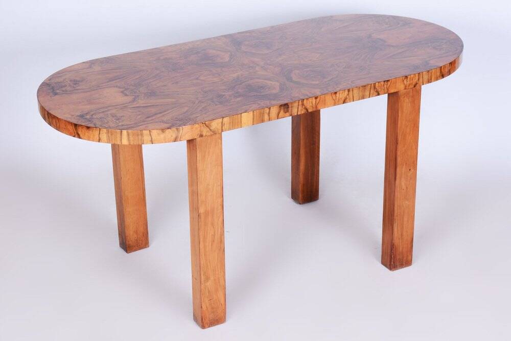 Czech Art Deco Table in Caucasian Walnut, 1930s