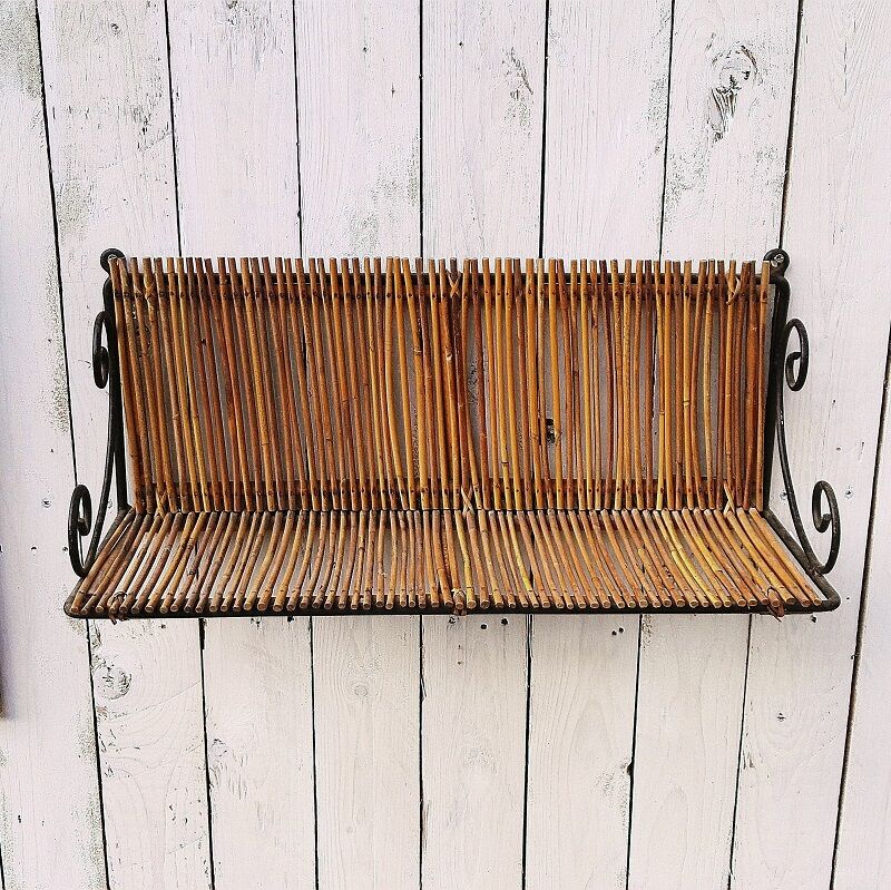Wrought iron and rattan design vintage storage