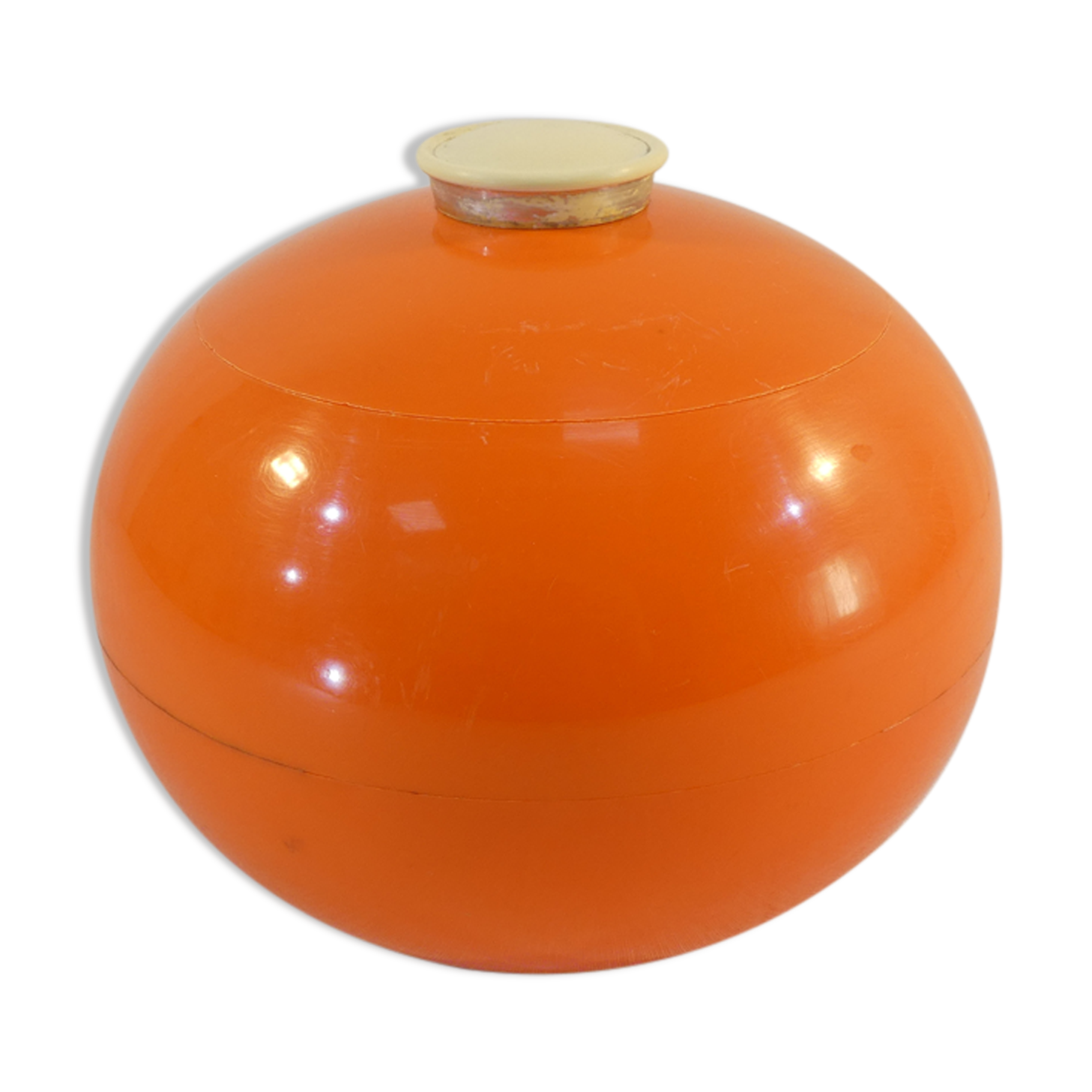 Vintage ice bucket of round shape and orange Brand GALLIA