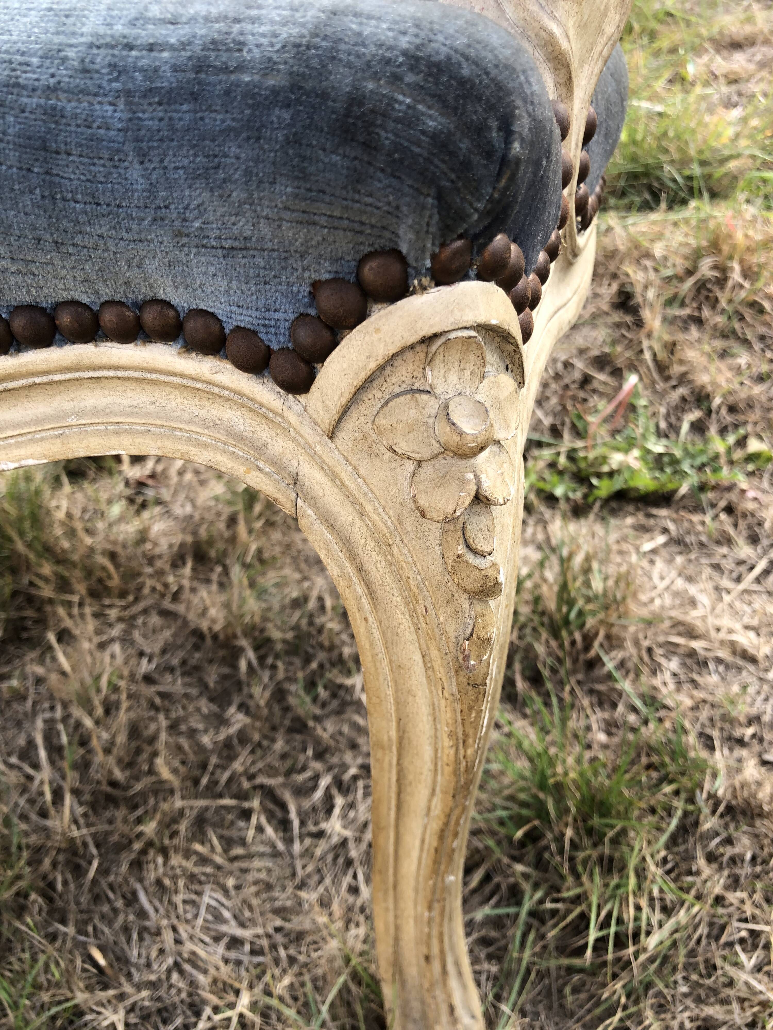 Pair of blue Louis XV style armchairs