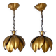 Two vintage pendant lights in gold metal