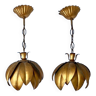 Two vintage pendant lights in gold metal