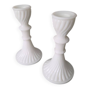 Pair of opaline candlesticks
