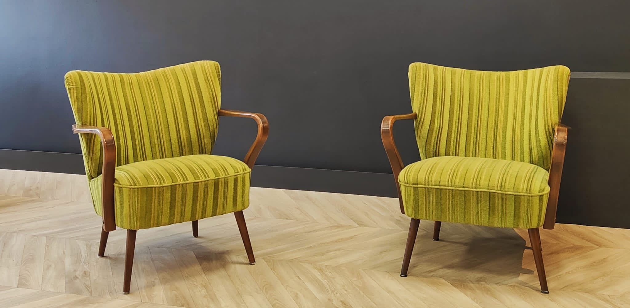 Two mid century cocktail chairs, vintage