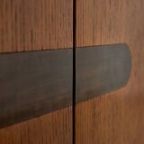 1950's Oakwood Display Cabinet with Sliding Glass Panels