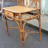 Bamboo and rattan side table, 1950s-1960s