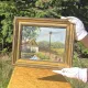 Vintage Farmhouse Landscape Oil Painting