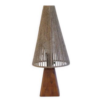 Scandinavian lamp in wood and rope, 1960