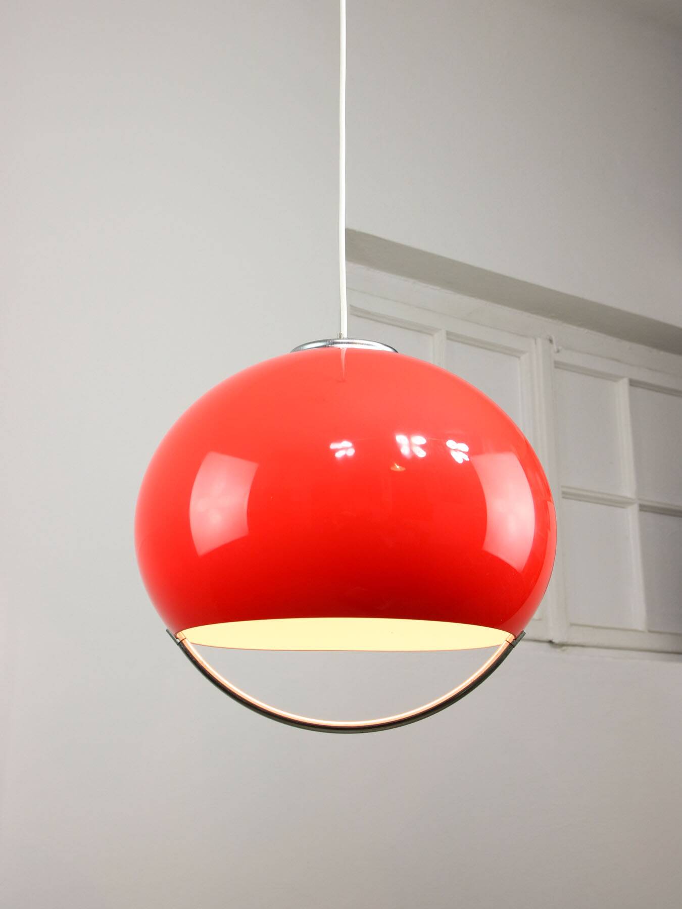 Space Age Italian Red Jolly Pendant Lamp from Guzzini