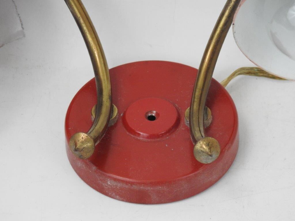 Applique "diabolo" articulée à deux lumières en tôle laqué rouge