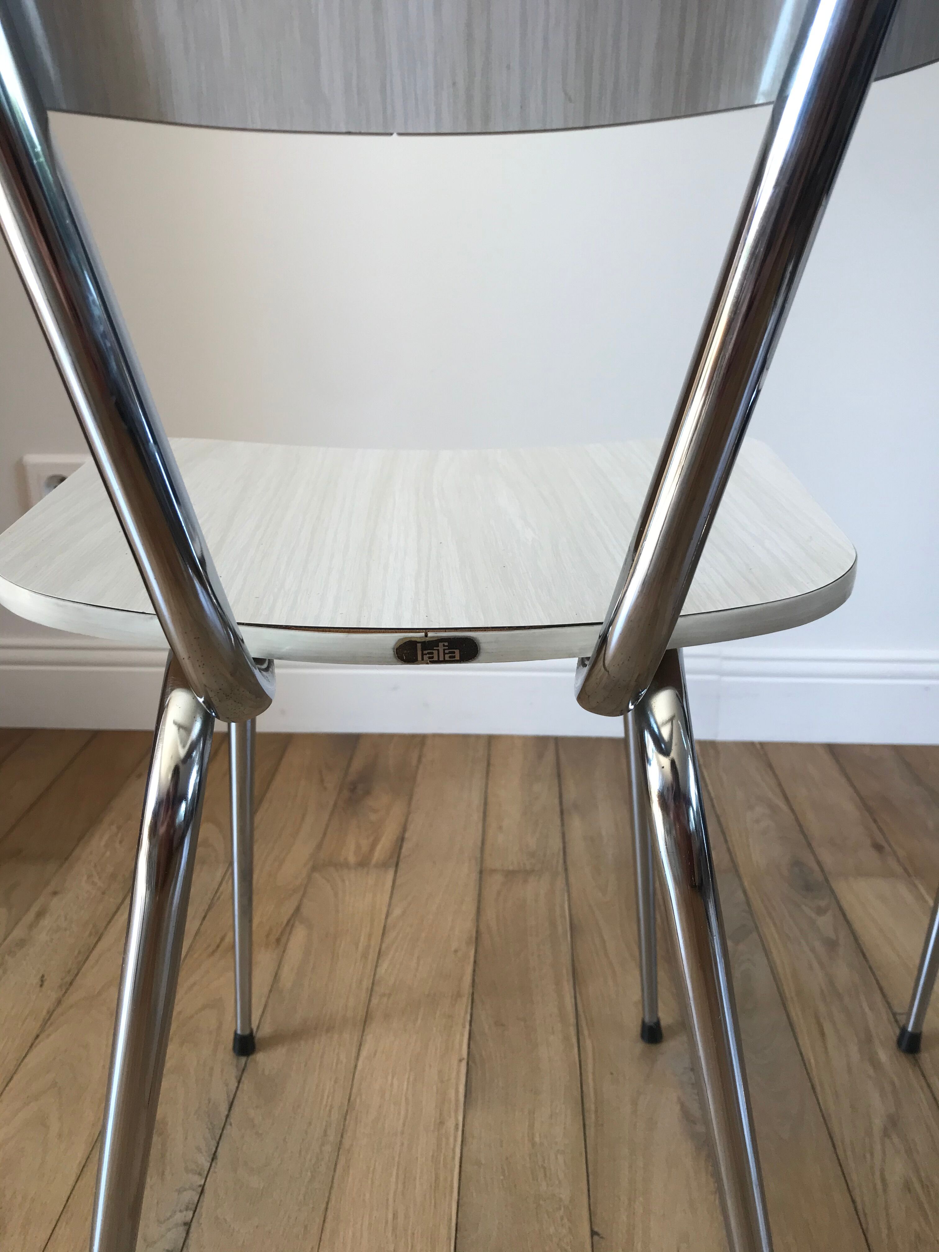 Pair of white Formica chairs 70s