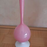 Pink opaline vase white base