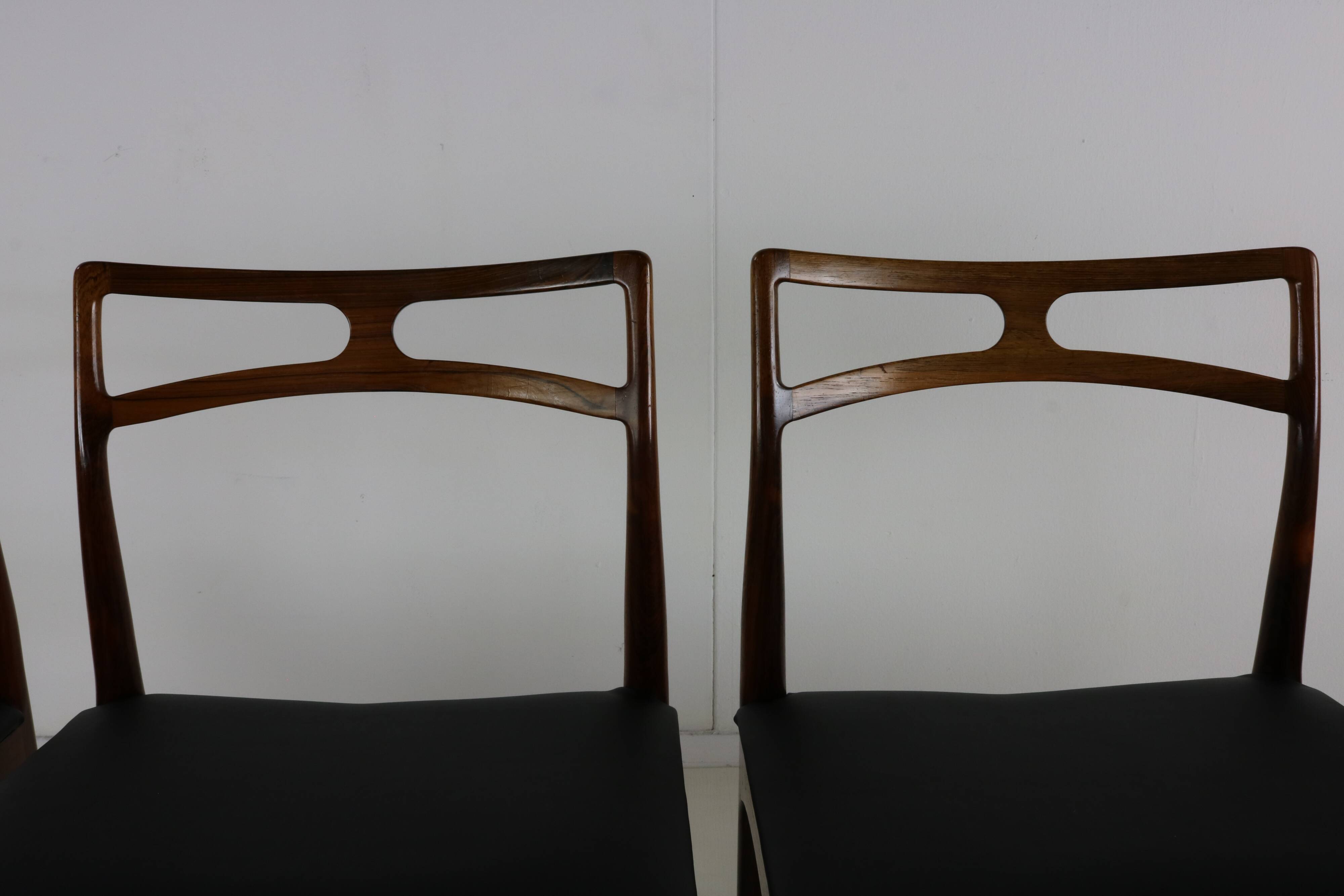Sixties Danish design rosewood dining chairs by cabinetmaker Johannes Ander