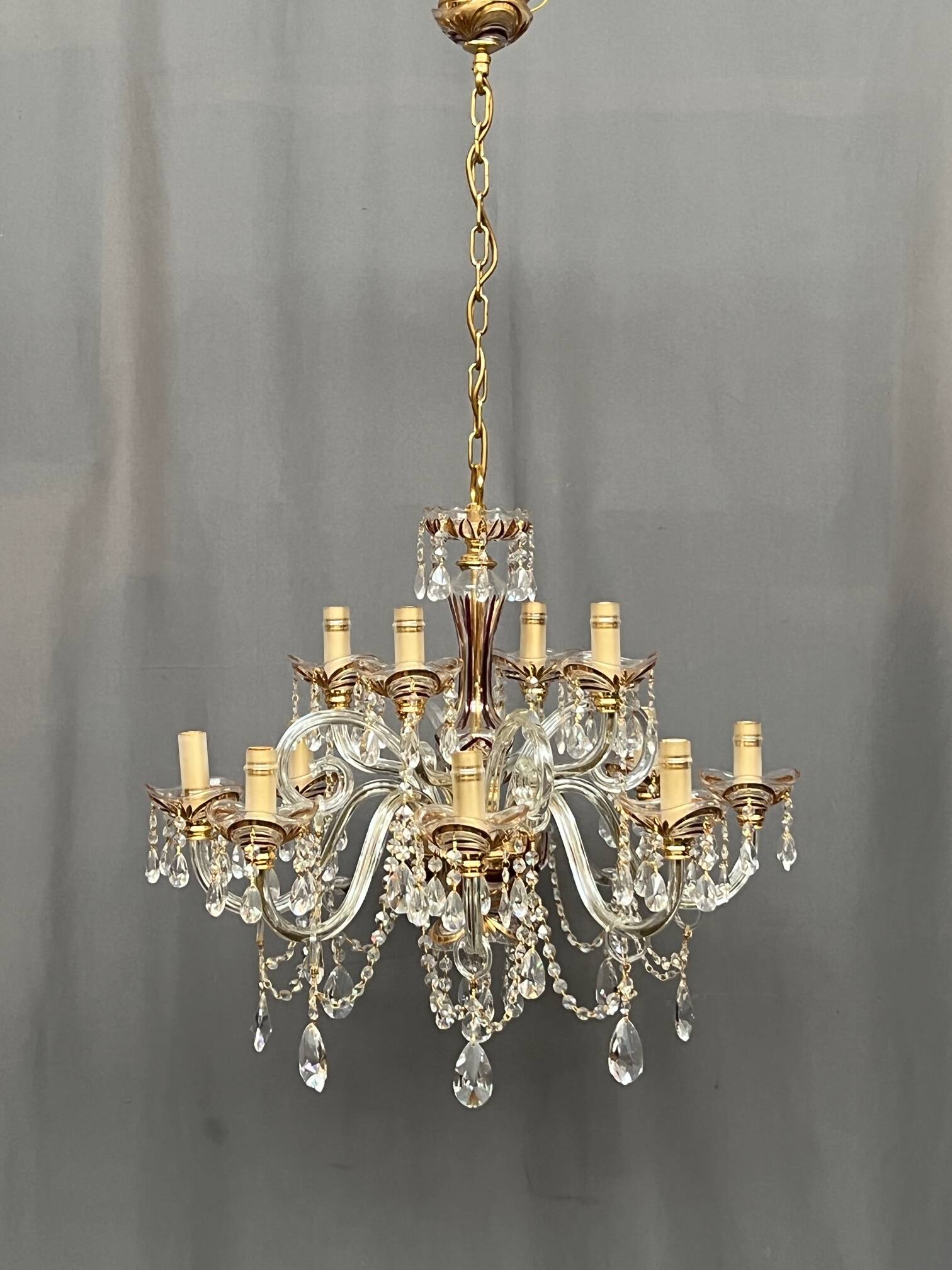 Venetian lustre. Crystal, glass, hand-painted. 12 light points.