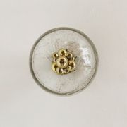 Golden mid-century ice glass ceiling lamp by Doria