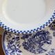 6 mismatched antique blue and white dinner plates – earthenware, porcelain