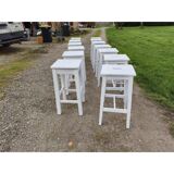 Set of 13 wooden bistro stools