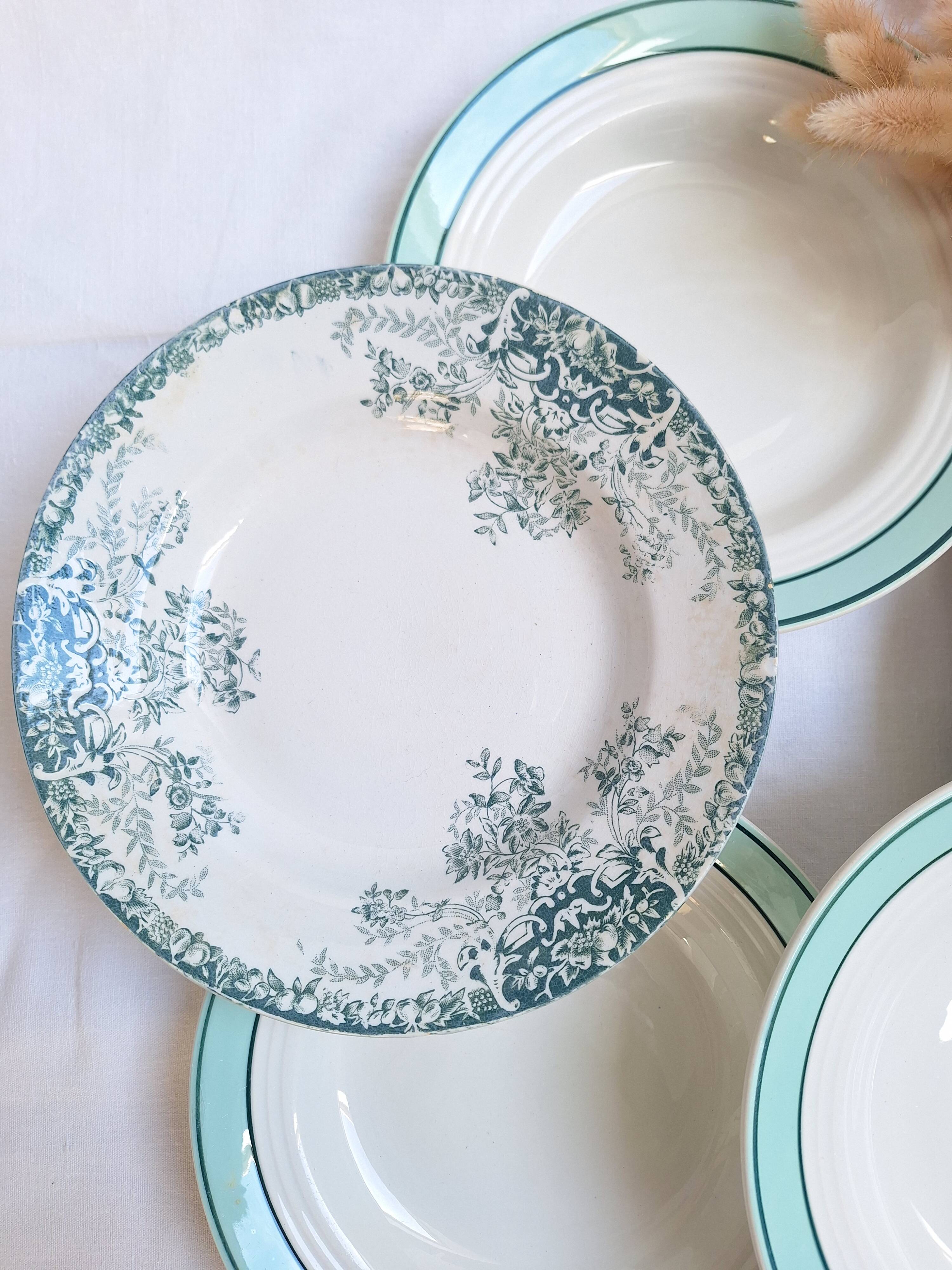 Assiettes creuses vertes St Amand, Céranord