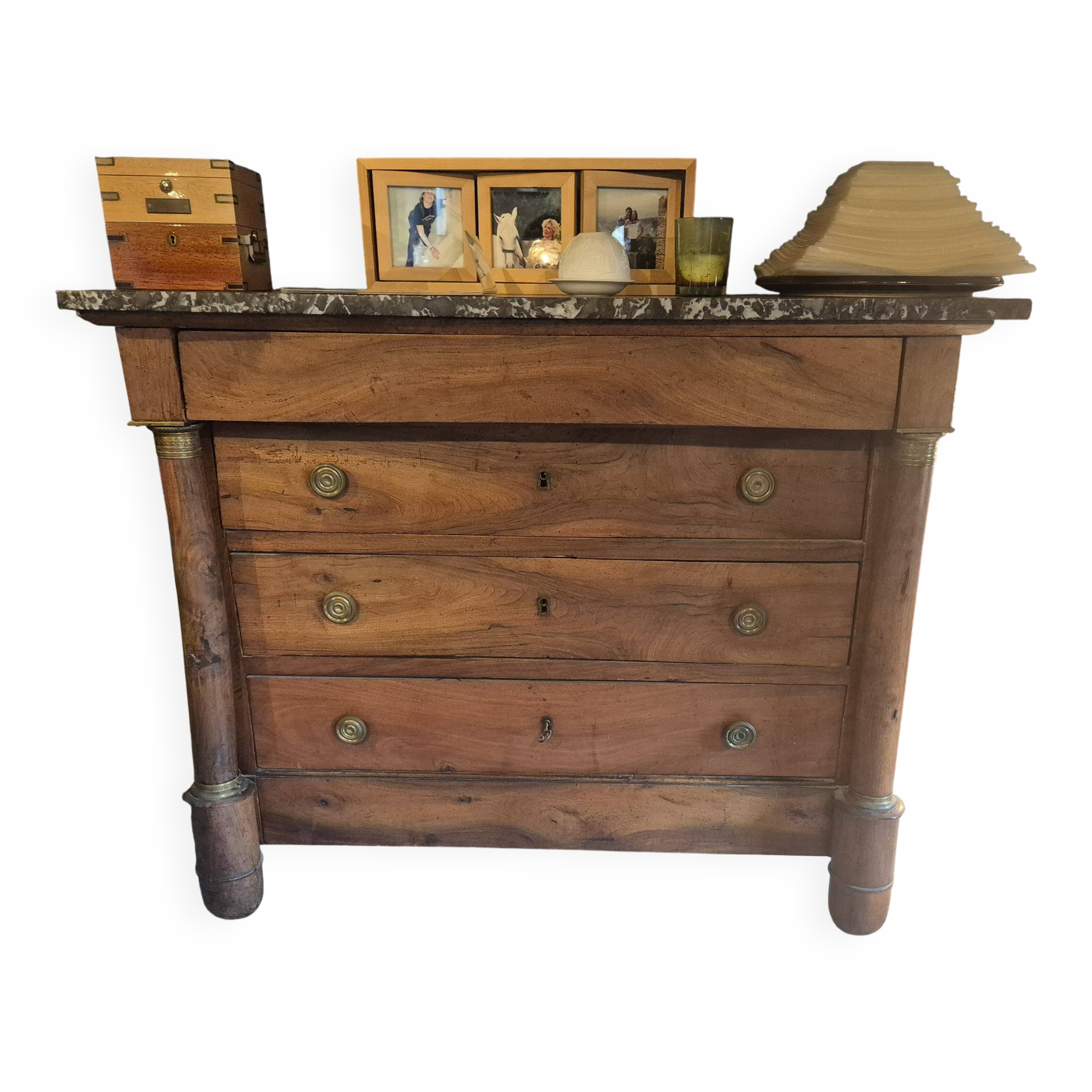Empire period walnut chest of drawers