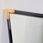Modern Black Lacquer Metal Triangle Mirror, 1970s