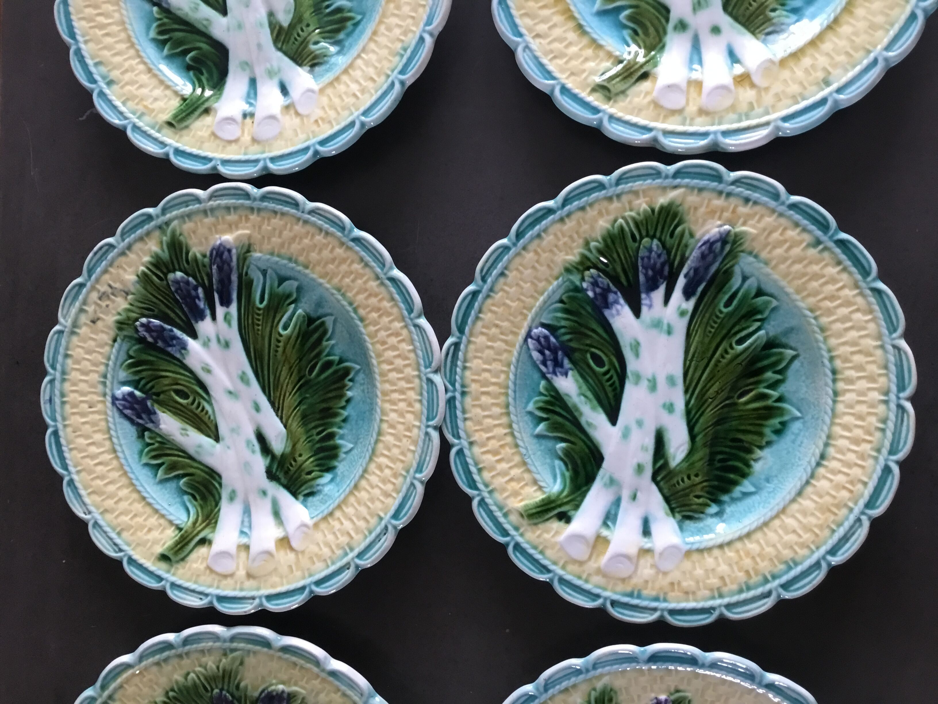 6 asparagus plates in slip