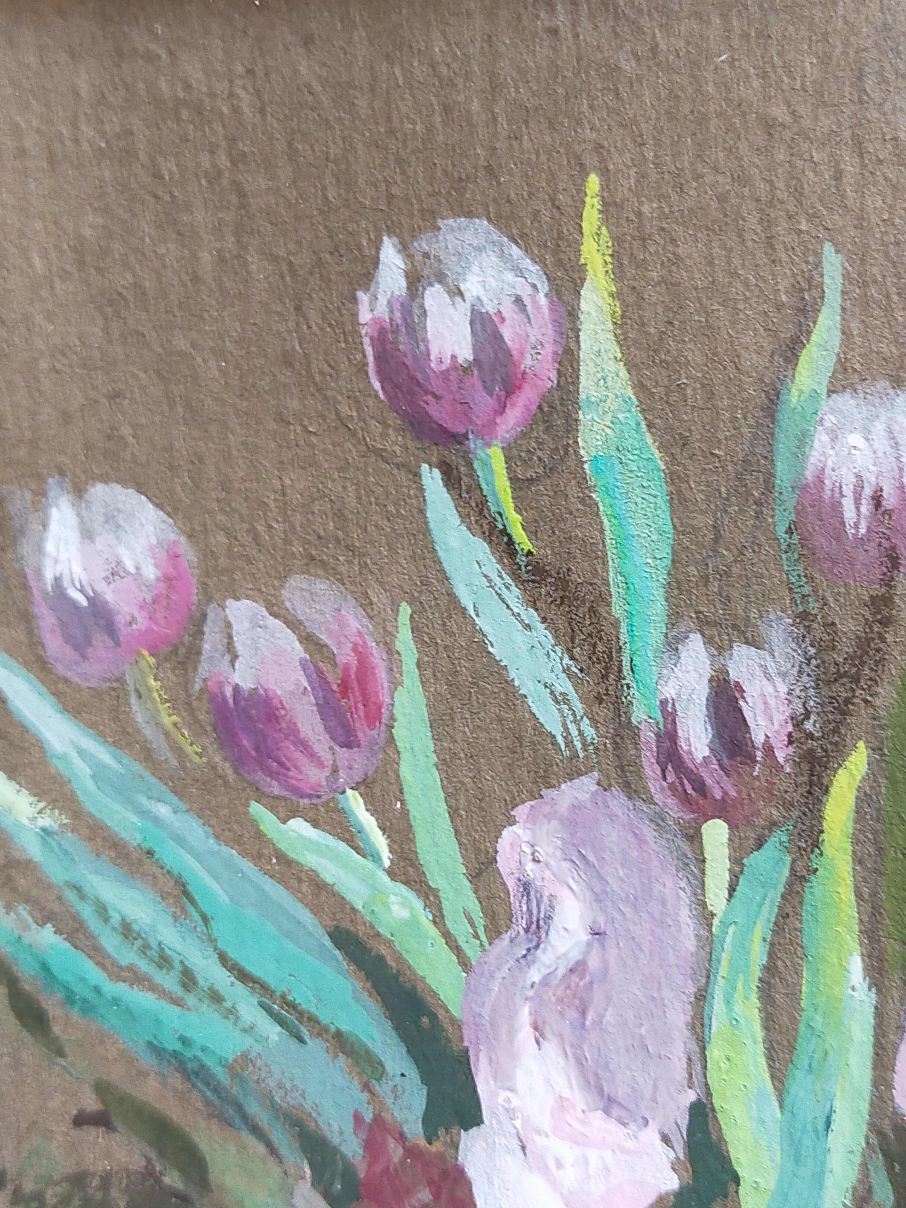 Tableau "la corbeille aux tulipes"