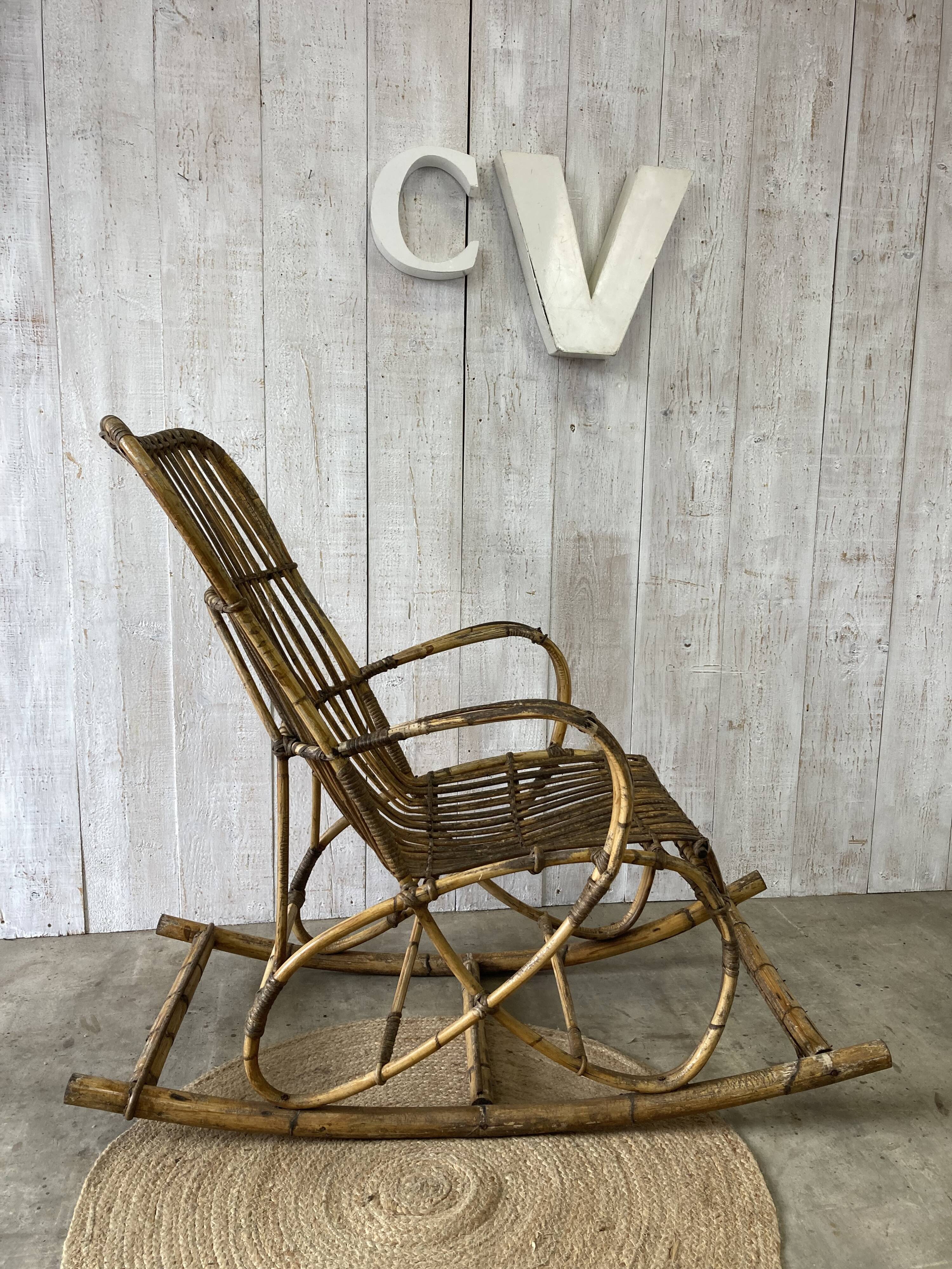 Vintage rattan rocking chair