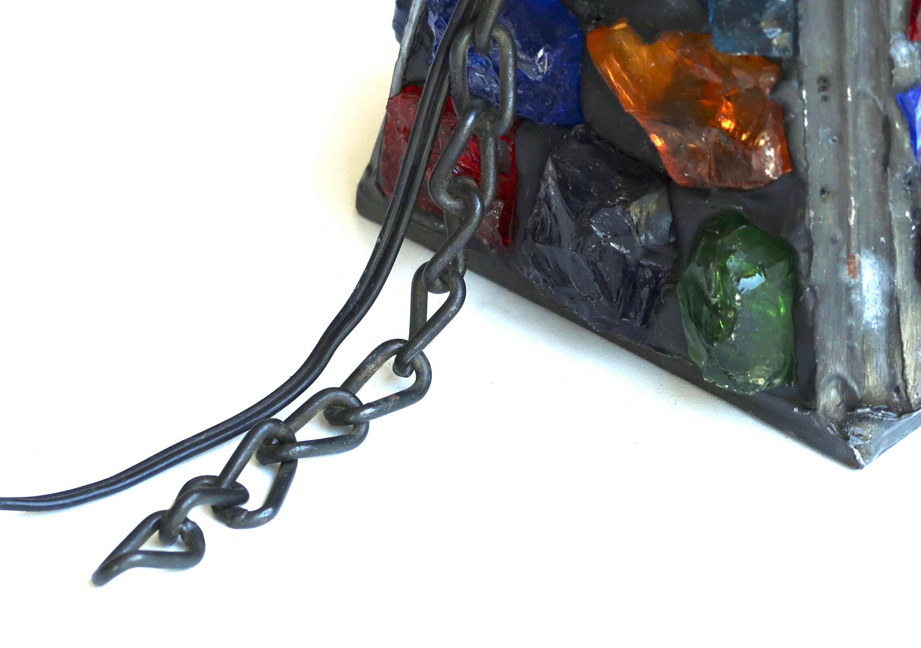 Glass and lead pendant lamp by Peter Marsh, 50s