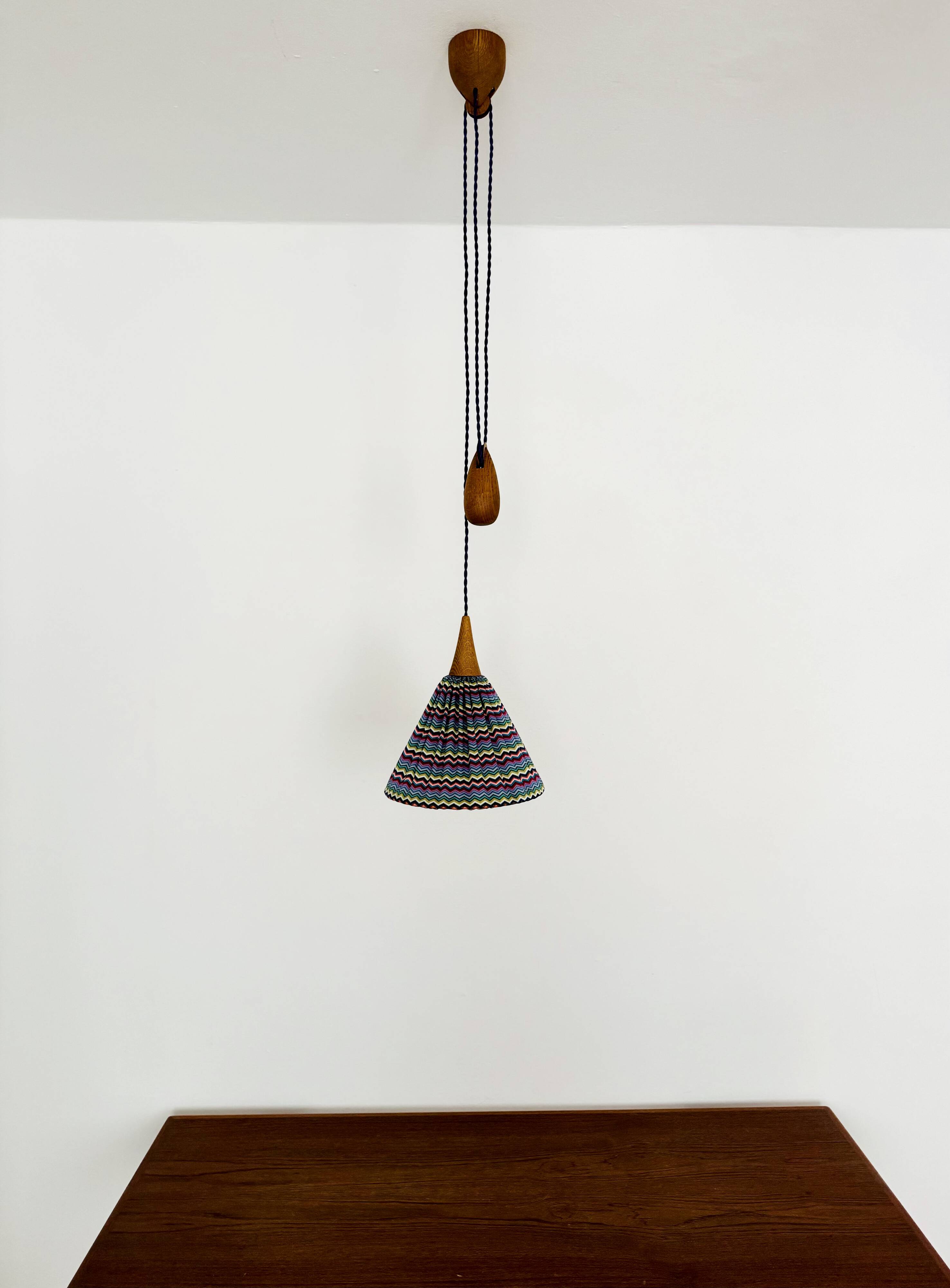 Oak Pendant Lamp with Counterweight by Uno and Östen Kristiansson