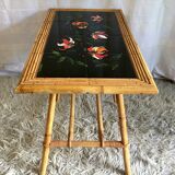 Vallauris rattan coffee table and earthenware - 1950s