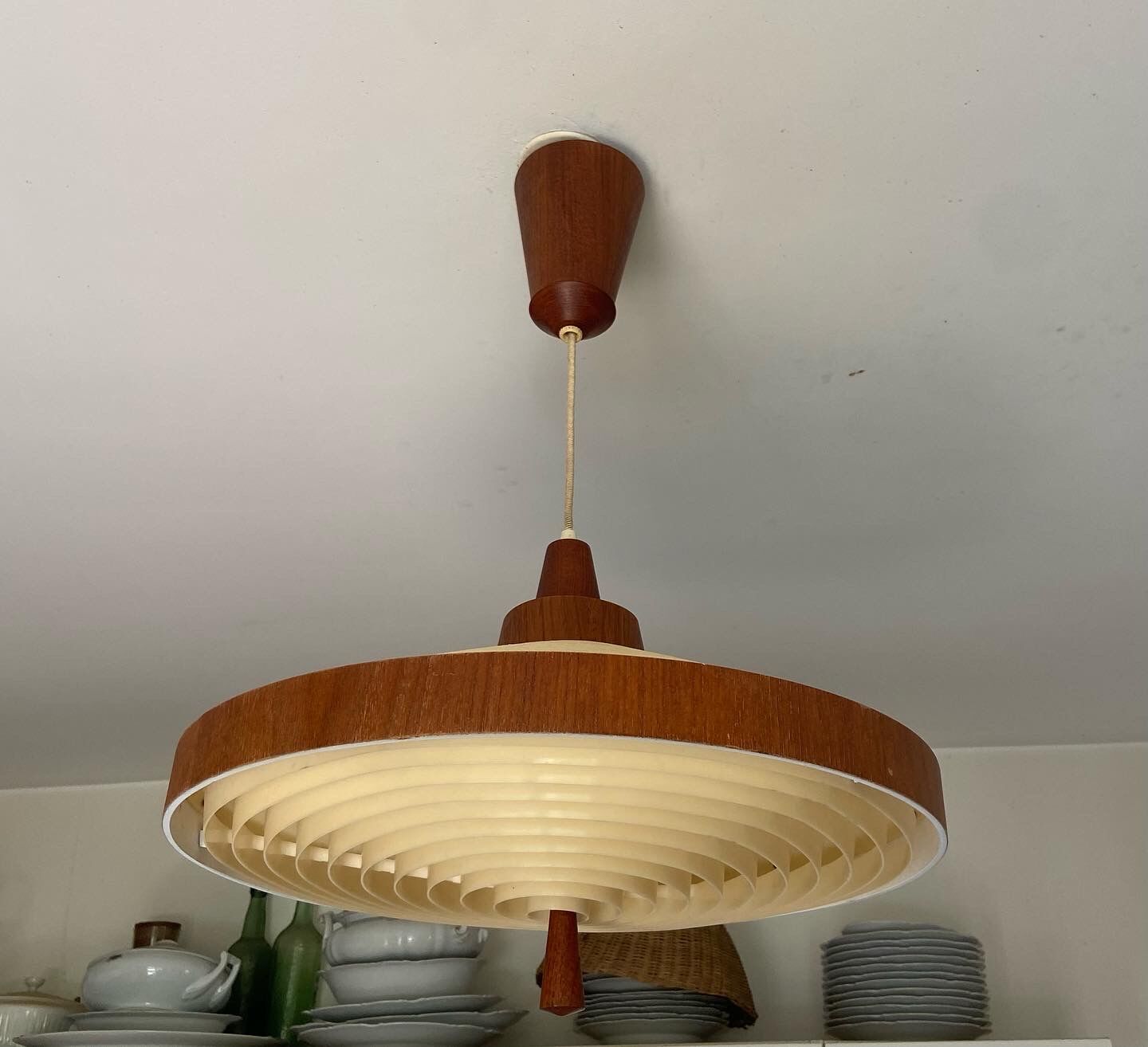 Scandinavian teak suspension Temde Leuchen 60s