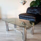 Table basse 1970 verre fumé et chrome