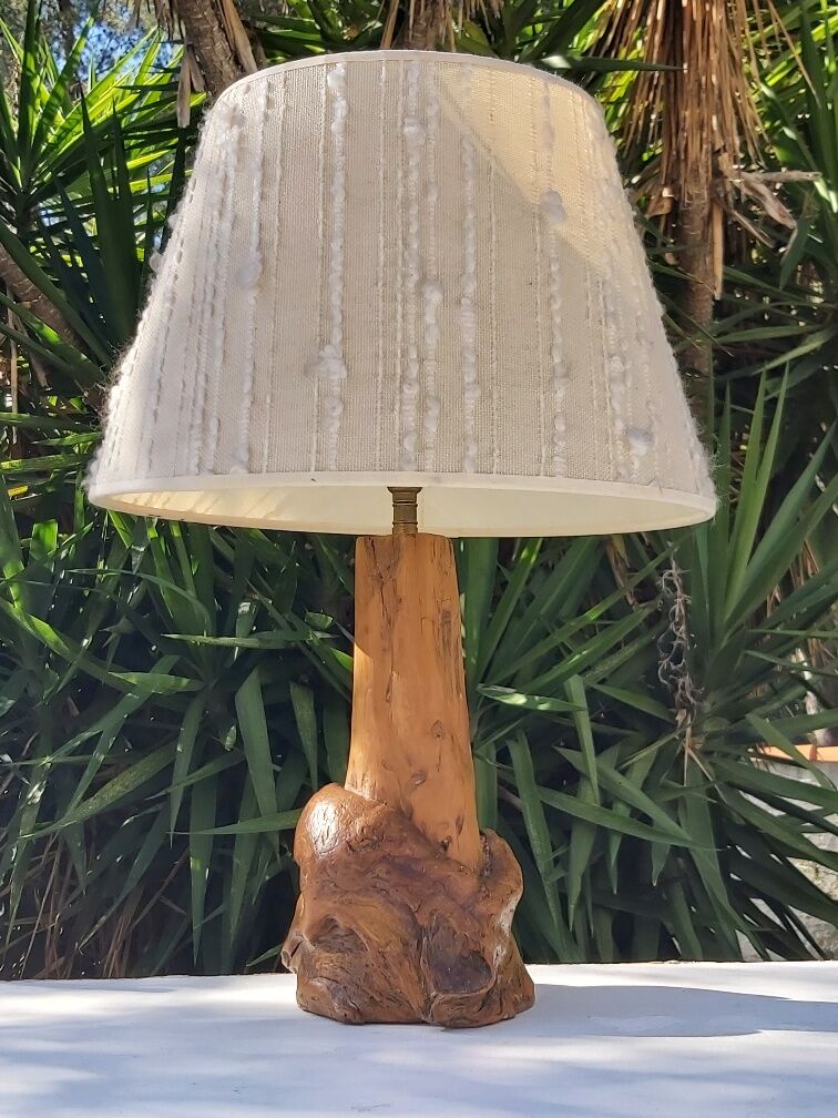 Vintage wood brutalist lamp 50s