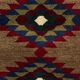 Vintage Hand-Knotted Turkish Tulu Rug with Geometric Medallion Design in Brown, Navy Blue and Red. 100% Wool