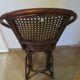 Set of 2 swivel bar stools / chairs - wood - cane - rattan - 80s