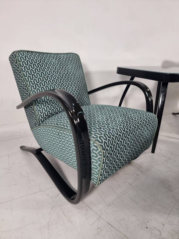 Fauteuils, table et poufs de Jindřich Halabala pour Up Zavody, années 1940, ensemble de 5